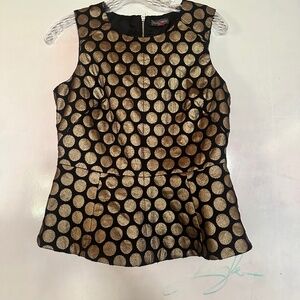 Vince Camuto black and gold polka dot top